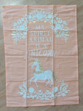 Paper Source Peach Floral Towel with White and Gold Accents